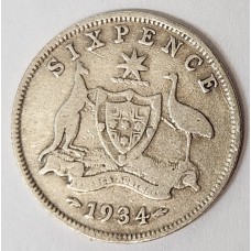 AUSTRALIA 1934 . SIXPENCE AUSTRALIA 1934 . SIXPENCE